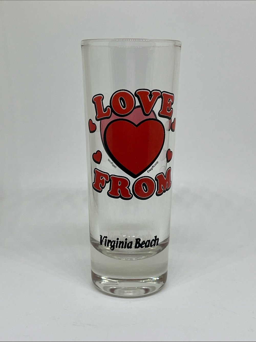 Virginia Beach 'Love From' Red Heart Glass Shot Glass